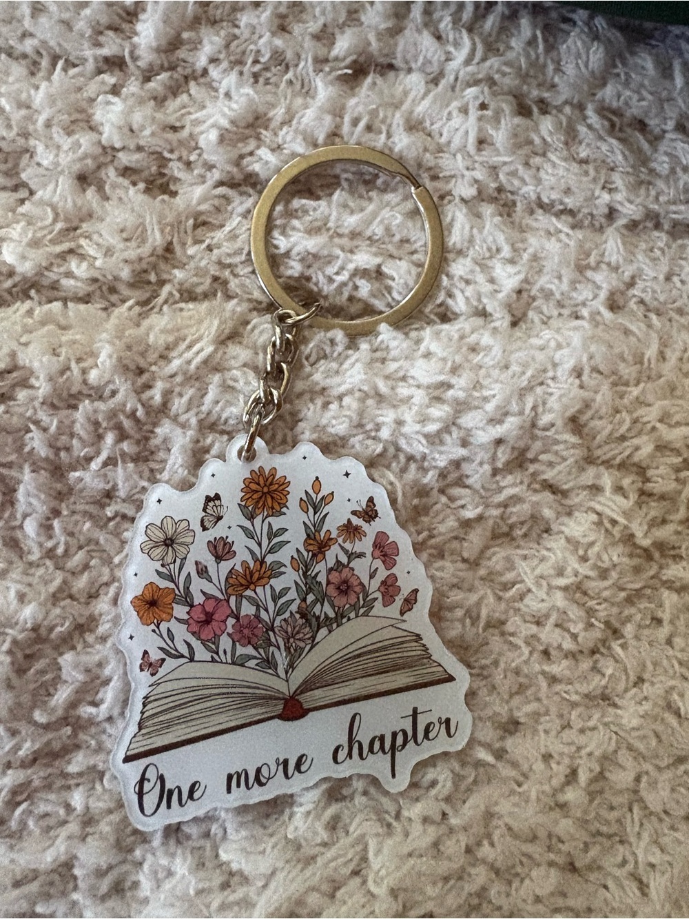 One More Chapter Floral Book Keychain